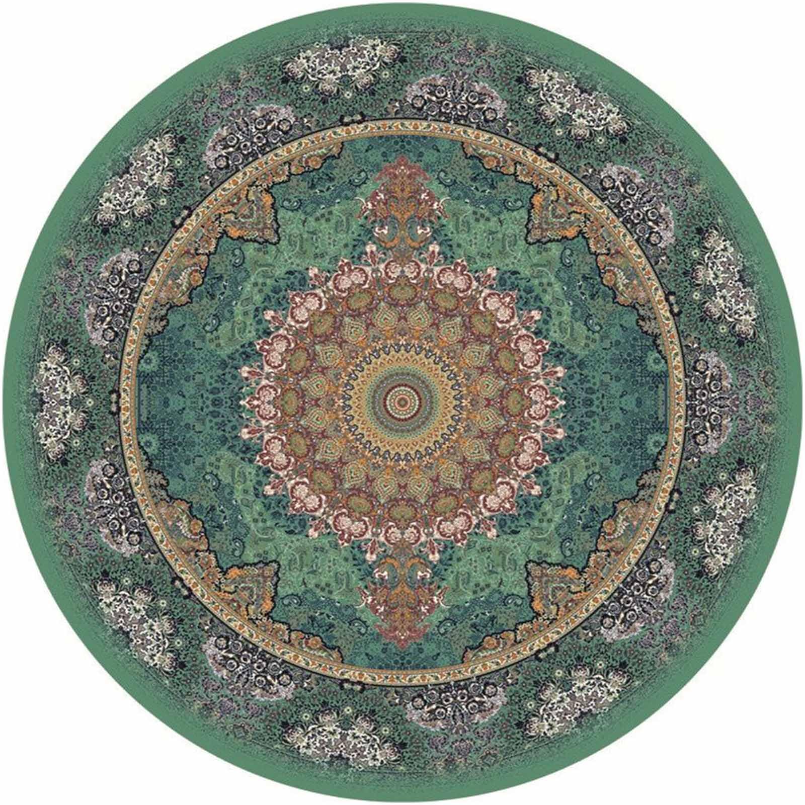 Tapis circulaires pour Salon Oriental Classique 80cm 100cm 120cm 140cm 160cm 180cm 200cm Vert Sauge pour Salon extérieur Chambre à Coucher Tapis de Sol Mignon