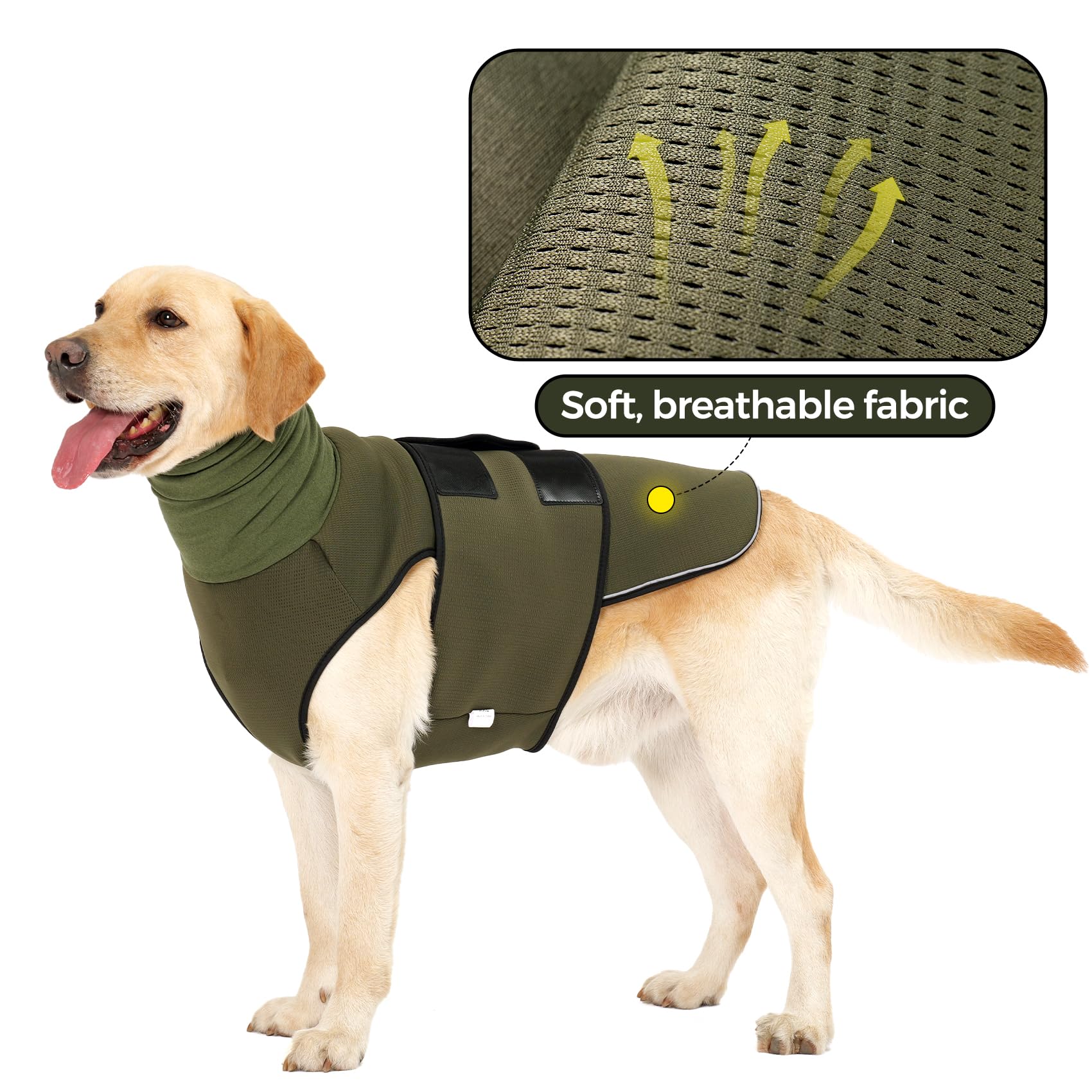 HEYWEAN Chaleco Anti-Ansiedad para Perros con Capucha Calmante y Tiras Reflectantes Abrigo Calmante para Perros Chaqueta Perro Alivio Ansiedad para Tormentas Fuegos Artificiales Viajes y Separación