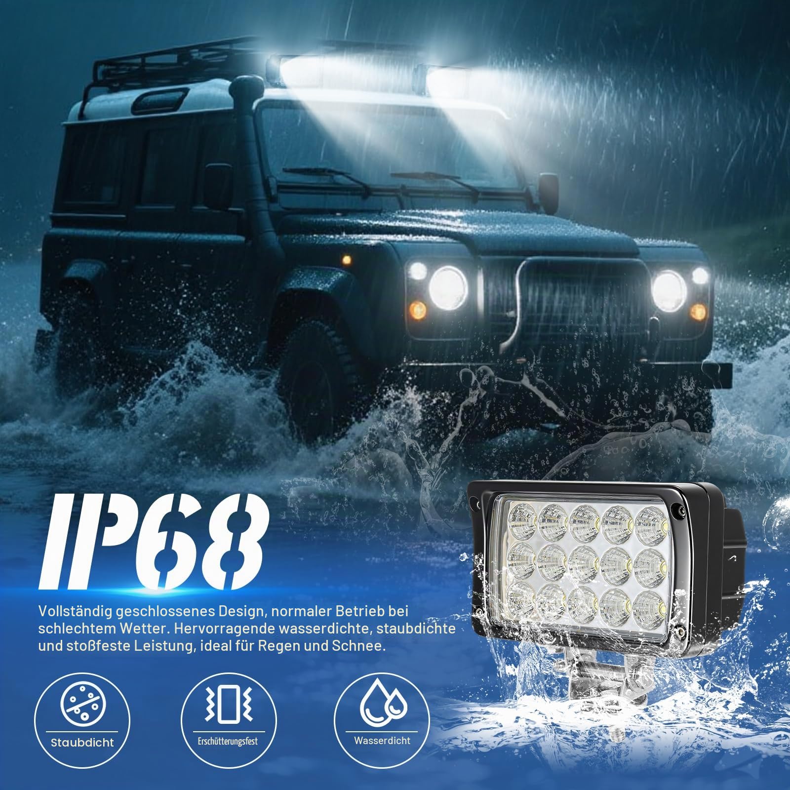 Led Arbeitsscheinwerfer,2x45w Scheinwerfer 12v 24v LED Zusatzscheinwerfer Arbeitslicht Flutlicht Offroad Traktor Auto Suv Atv