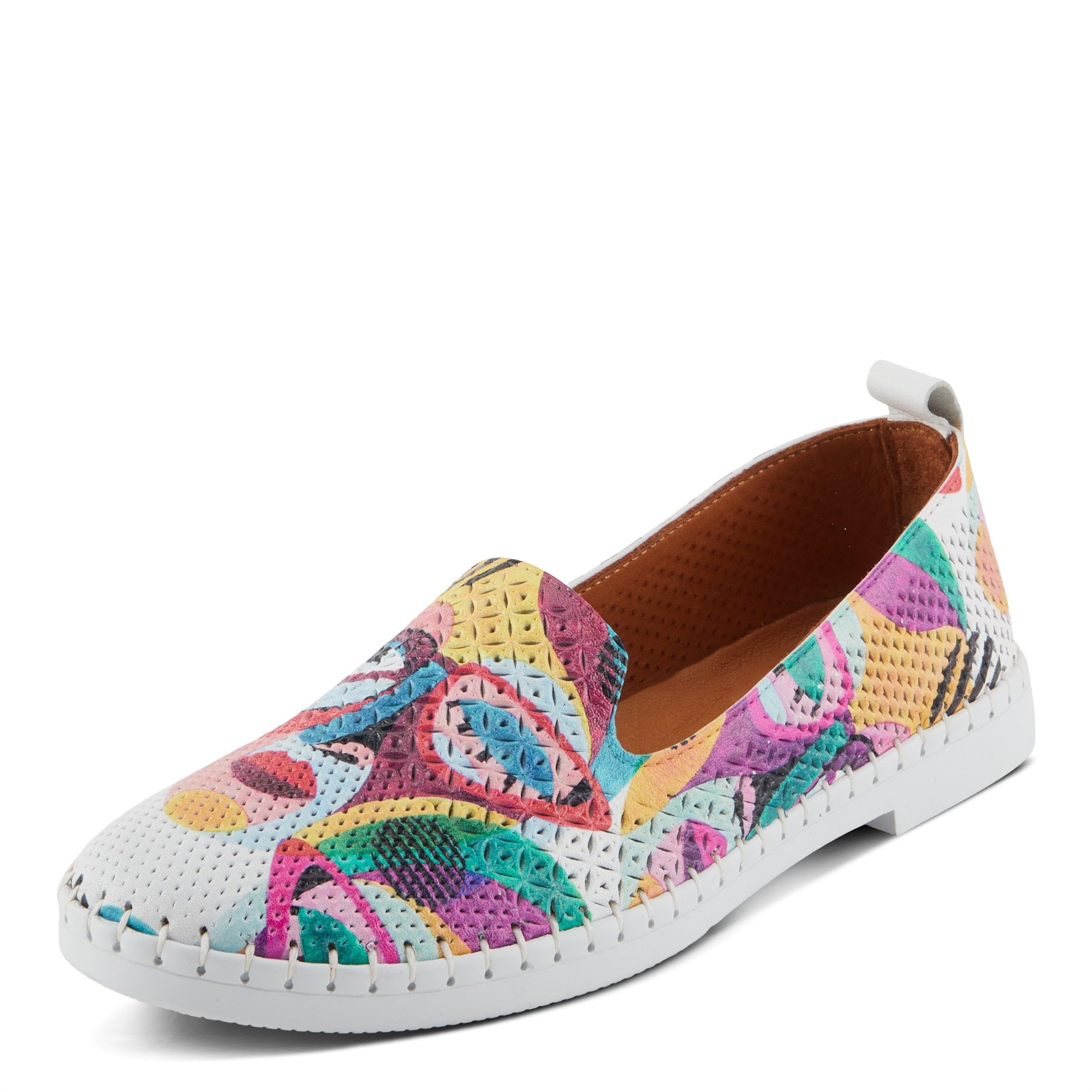 Spring Step Carraway Women's Leather Flats with Cushioned Footbed, Print, Detail