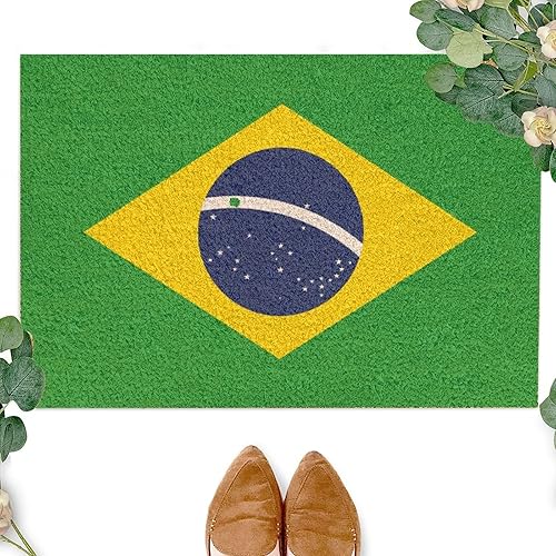 Miniatura 4 de Tapete de bienvenida con bandera de Brasil, tapete patriótico de bandera nacional, tapete de fibra de coco rústica, tapete de entrada antideslizante