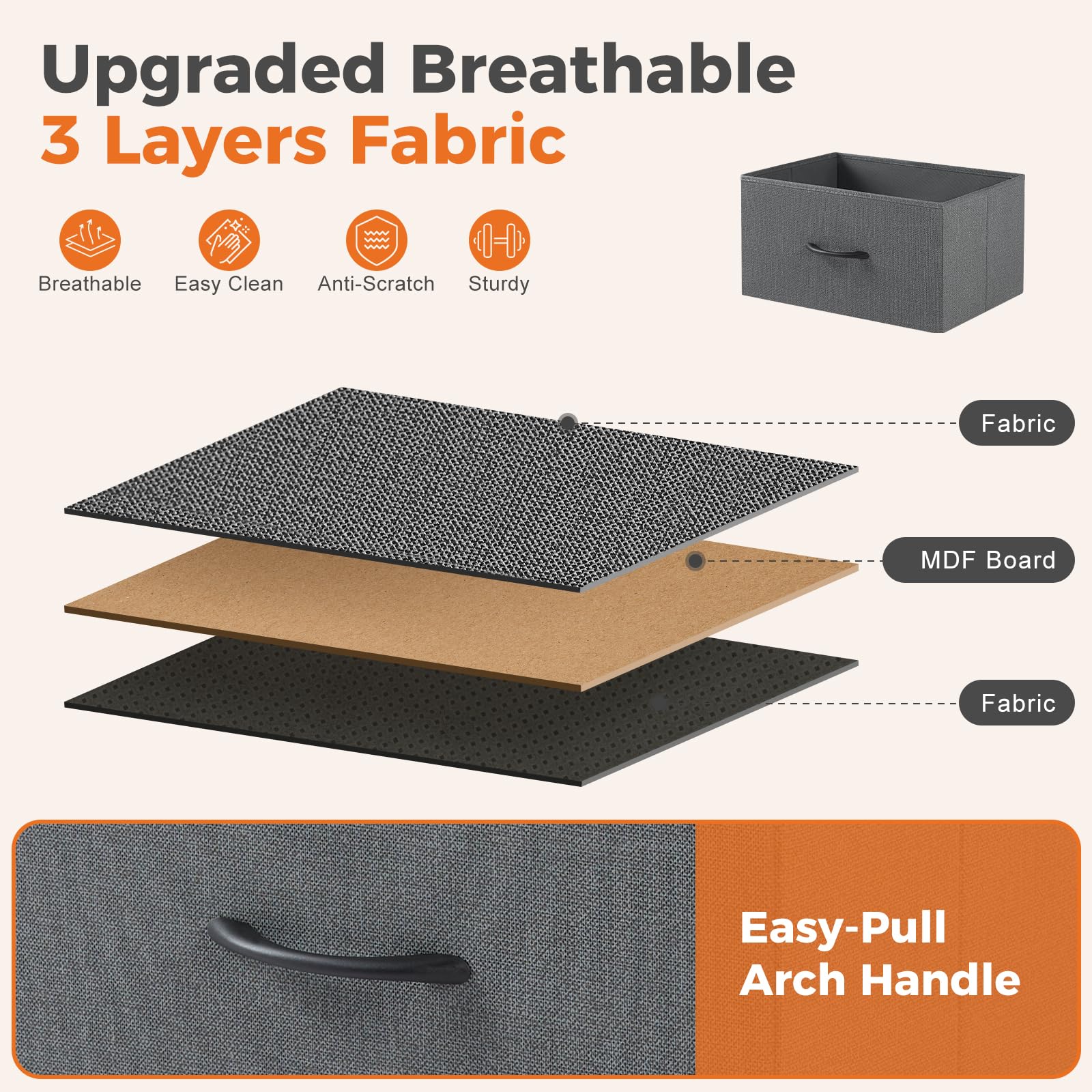 Sweetcrispy Comò 5 Cassetti In Tessuto Per Camera Da Letto: Struttura Metallica Con Piano In Legno – Mobile TV, Armadio Organizer E Cassettiera Multiuso