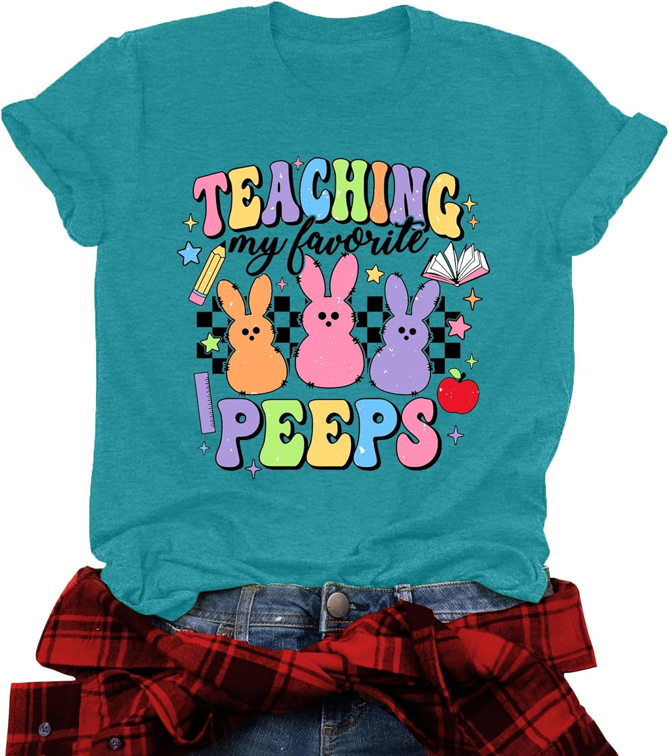 Women Happy Easter Shirt oh for Peeps Sake Letter Print Easter Tshirt Cute Rabbit Graphic Easter Tee - Image 4