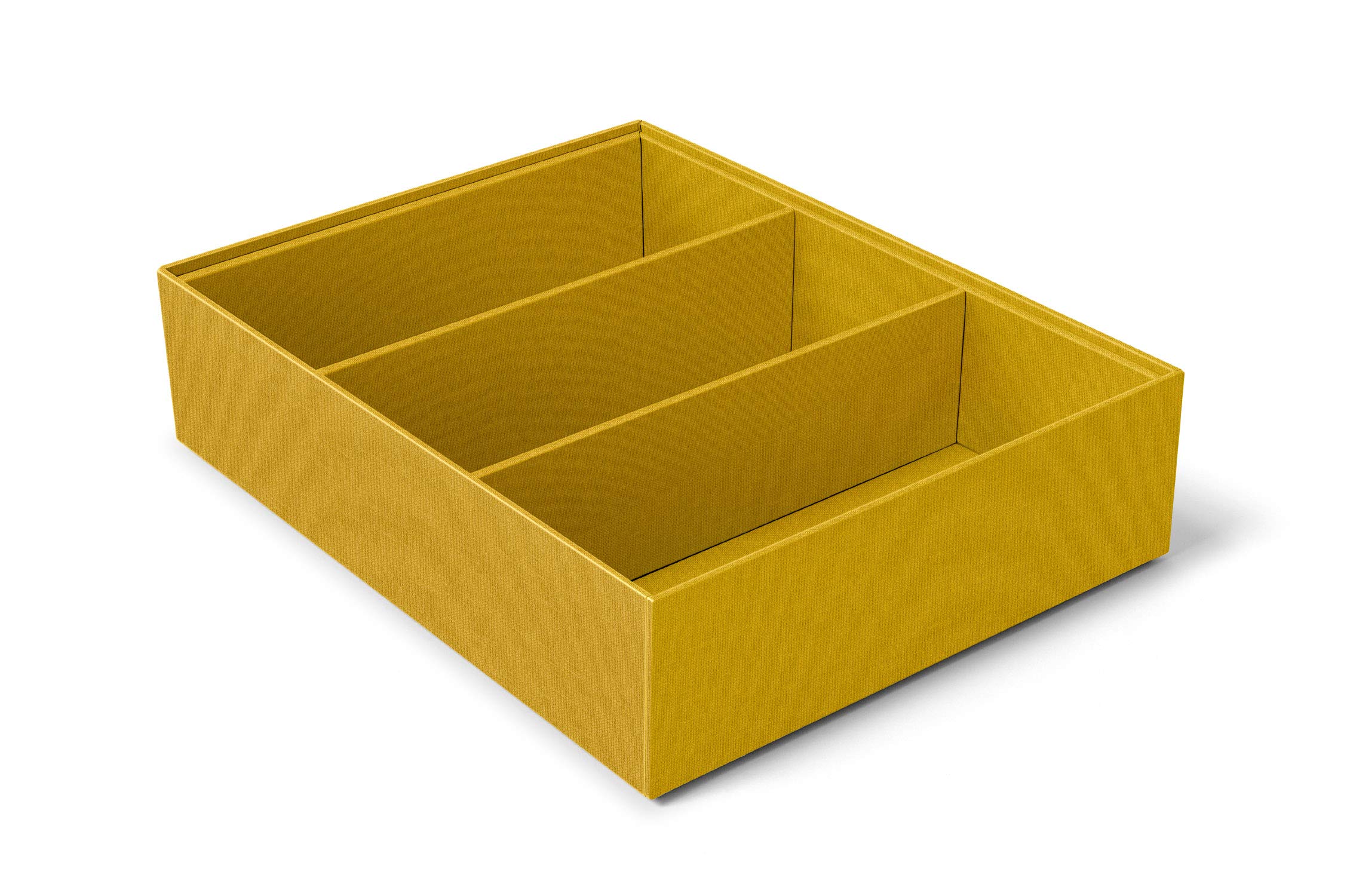 ilo - Schubladen Ordnungssystem cm 35x27 H.8,5 - Schrank Organizer für Unterwäsche Schmuck Make Up. Schachtel mit 3 Abteilungen - Technischen Stoff Gelb - Recycelbar und in Italien Hergestellt