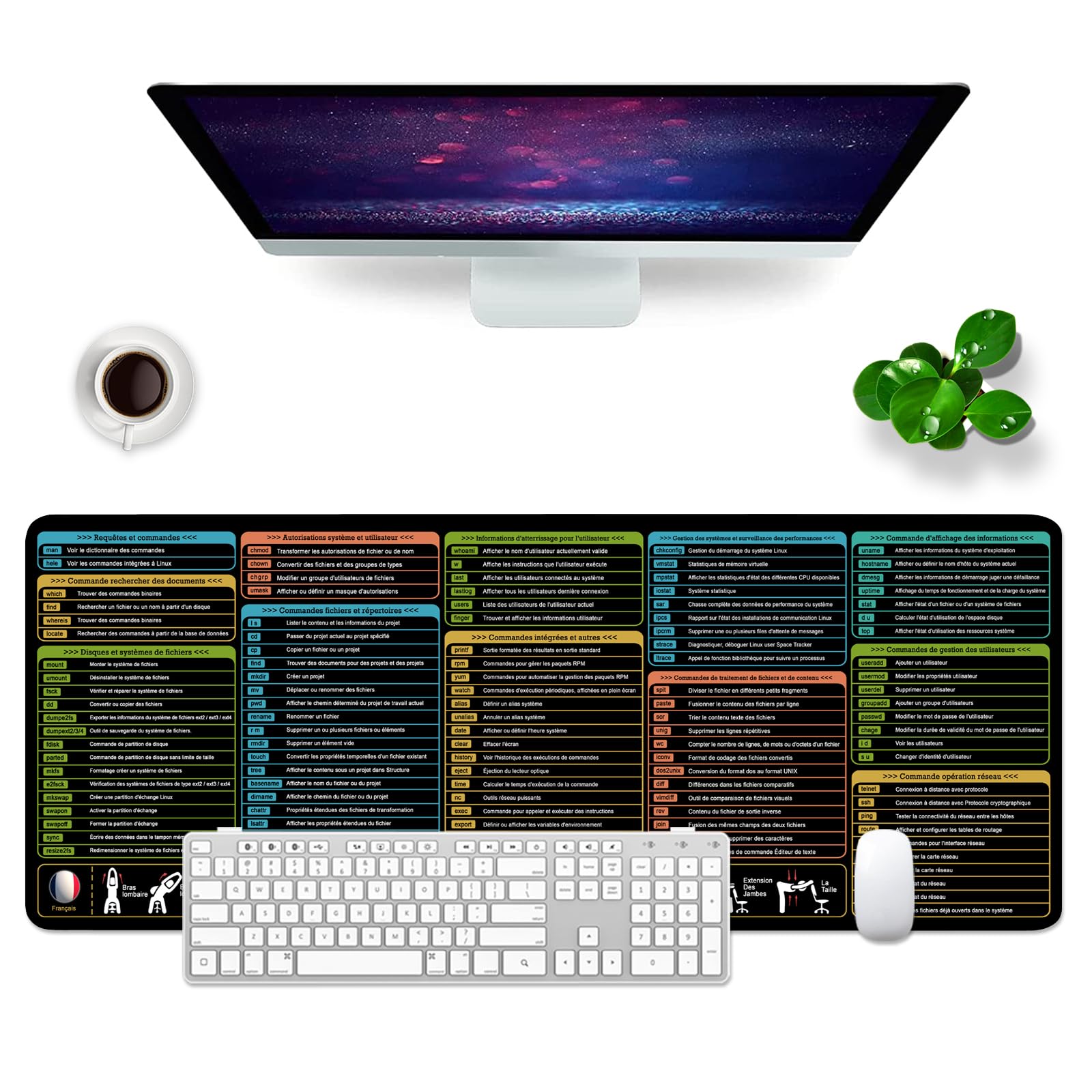 Linux Shortcuts tapis de souris XL pour ne plus oublier vos commandes - 7