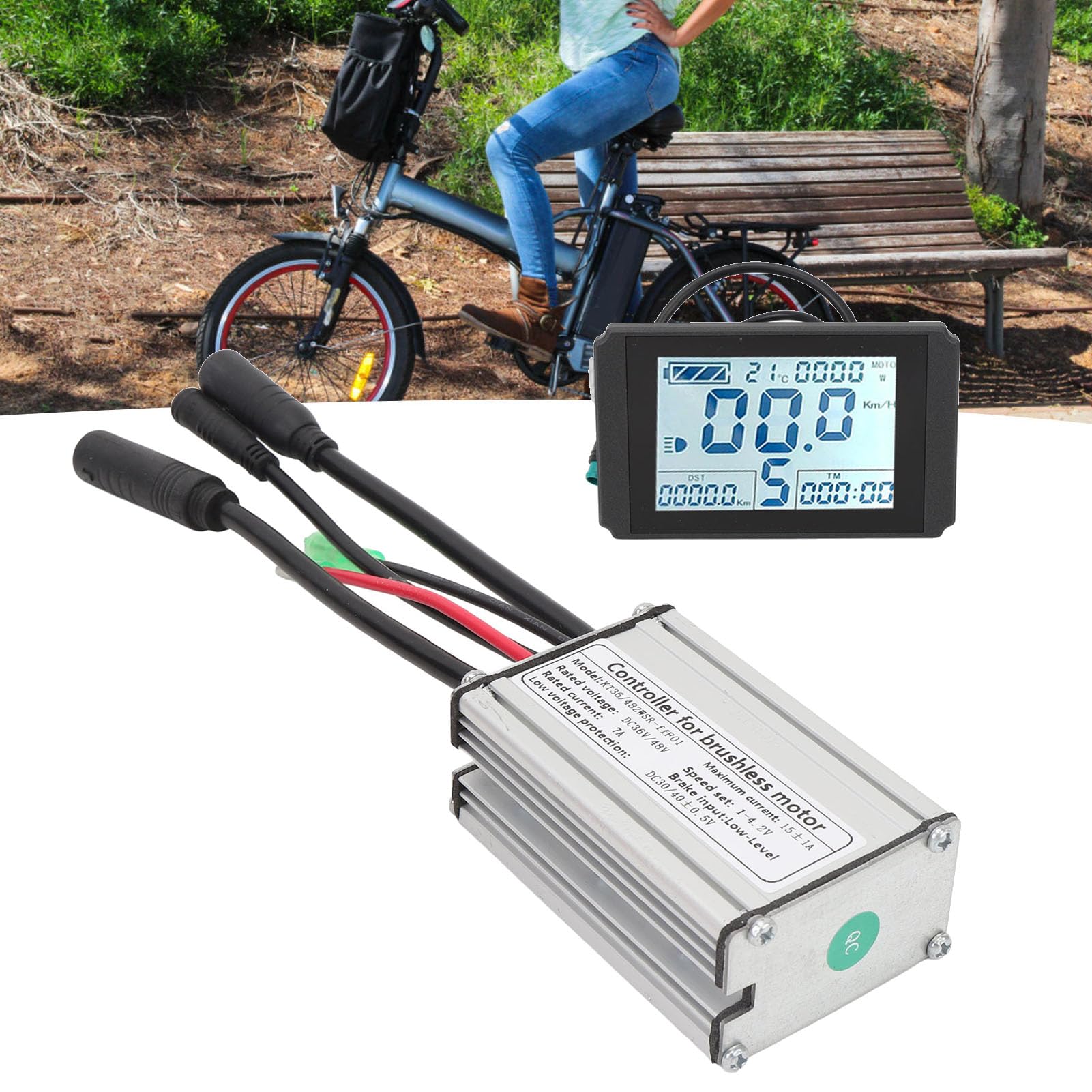 Kit de controlador de scooter eléctrico, controlador de agua de 15 A con pantalla LCD10H y acelerador de pulgar 130X, kit de conversión completo para scooters eléctricos con motor
