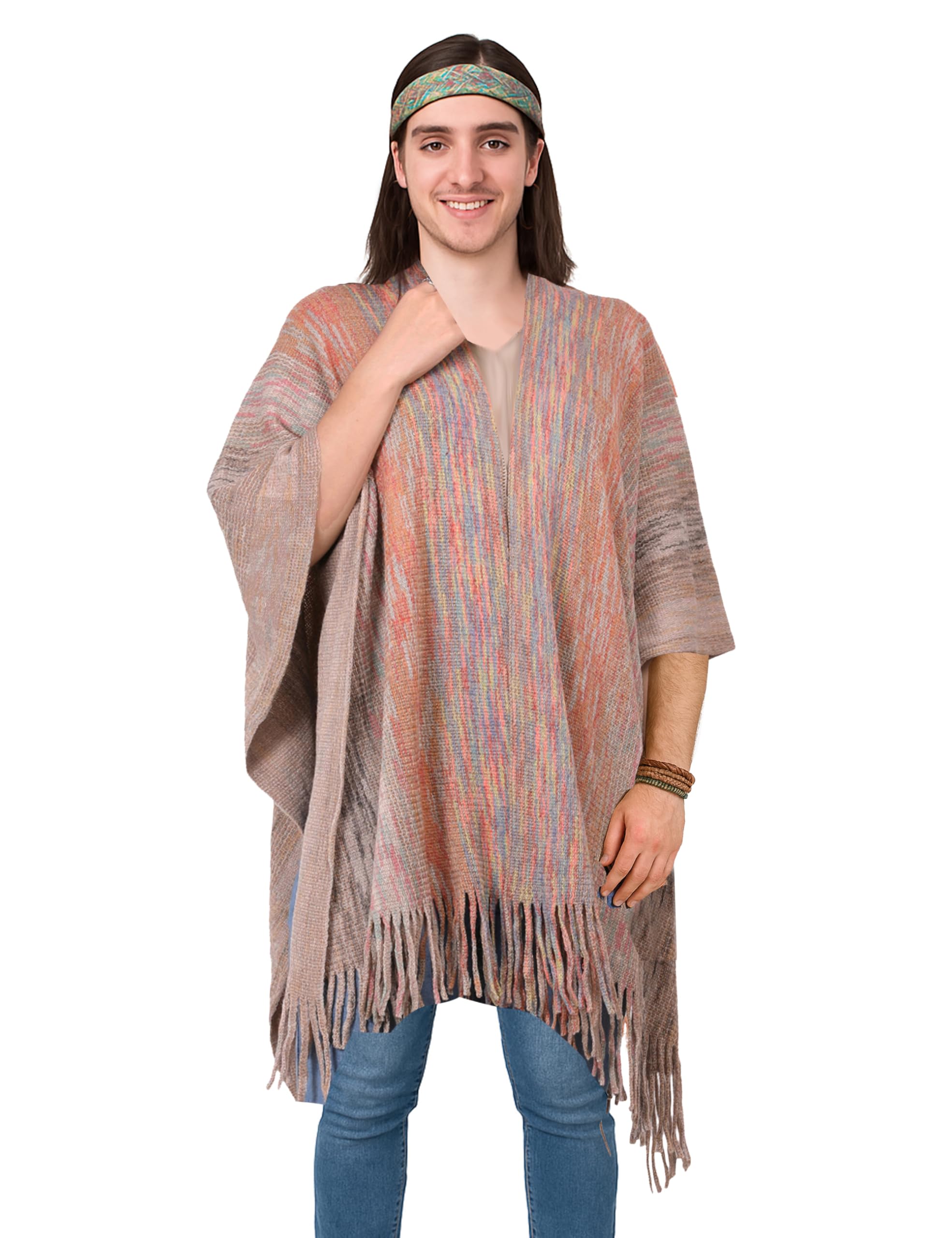 Men’s Lightweight Knit Poncho Cape – Open Front Shrug Wrap Cardigan Sweater for Travel, Outdoor, Boho, Casual & Layered Fashion – Spring, Fall & Winter Wear-picture-55
