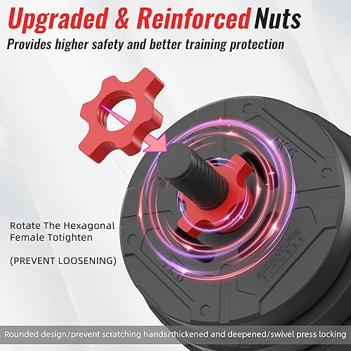 Miniatura 8 de Signature Fitness Mancuerna hexagonal con revestimiento de goma de color, pares o juegos, varios paquetes