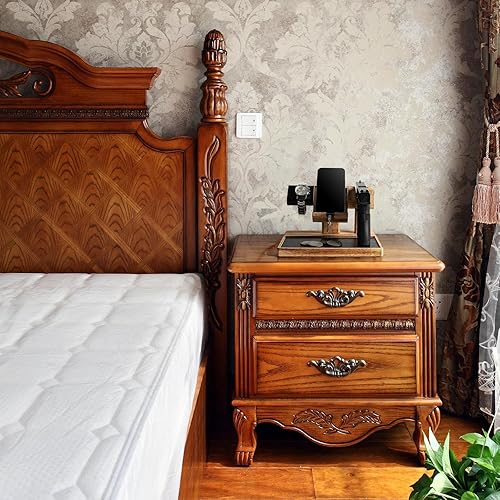 Miniatura 3 de Estante para pistola seguro para armas, soporte de madera para pistola, estación de acoplamiento para teléfono como organizador de mesita de noche