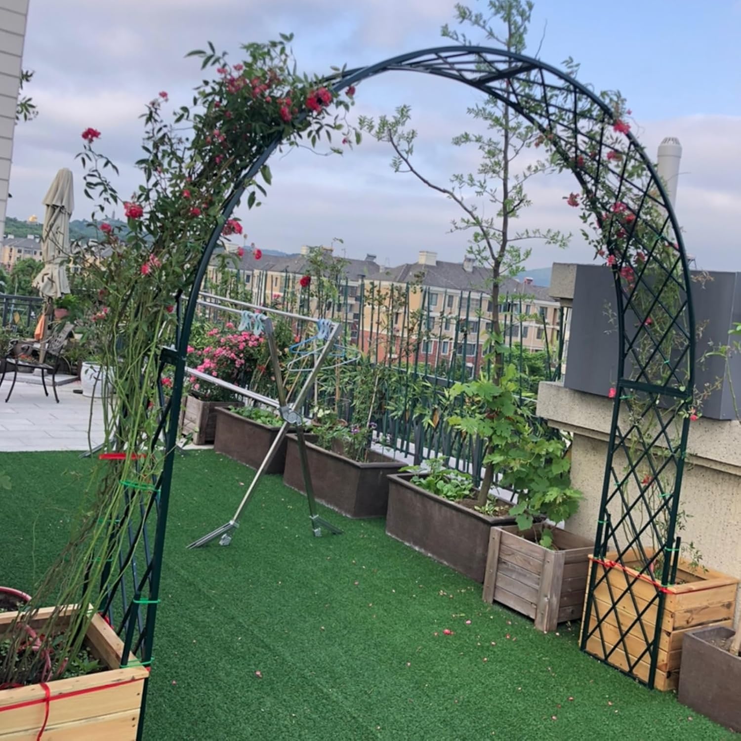 Garden Arches, Iron Art Rose Arch, Metal Garden Arch, Indoor Garden Archway, Climbing Plants Support pergola, Garden Trellis Arches Decor, Outdoor, Backyard, Lawn Garden Arbor (Color : Green, Size :
