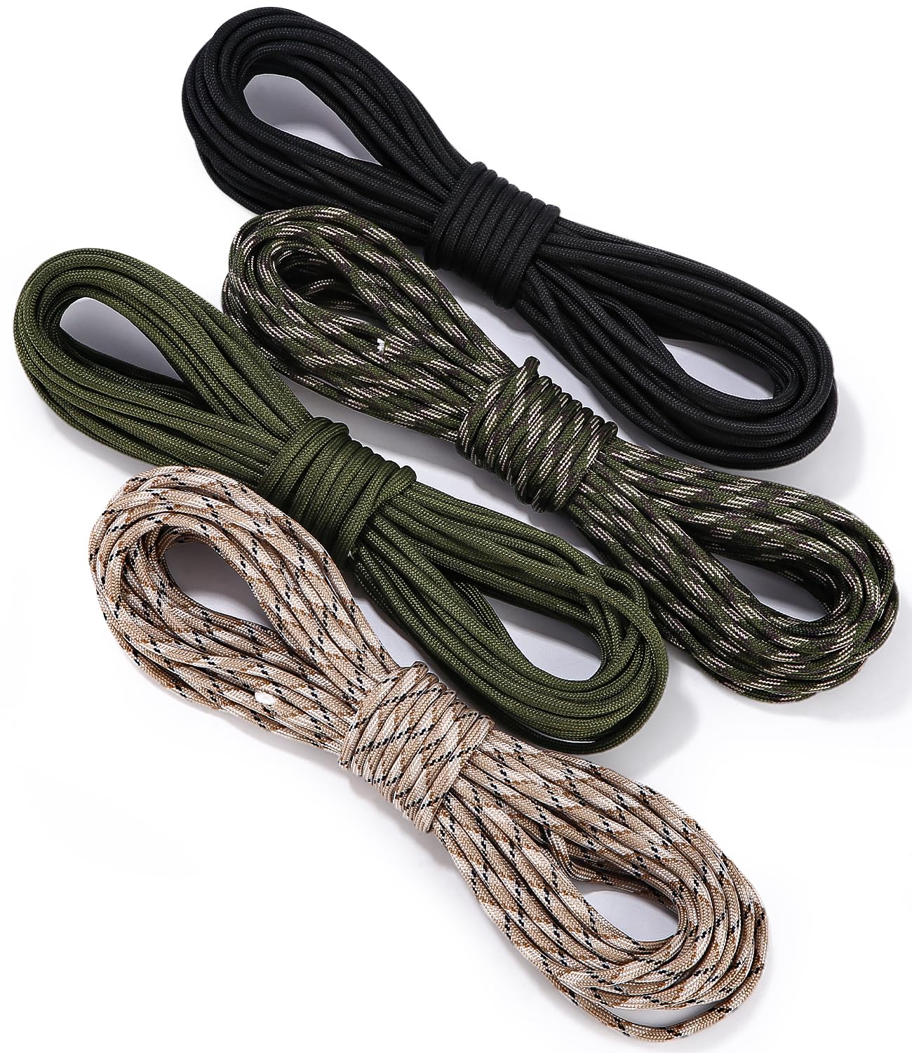 48 m Paracord 4 mm, odporna na rozerwanie, 100% nylonowa, 9 rdzeni, linka Paracord, 4 sztuki x 12 m, zestaw Paracord, wytrzymuje do 280 kg, odporna na warunki atmosferyczne, do survivalu, na