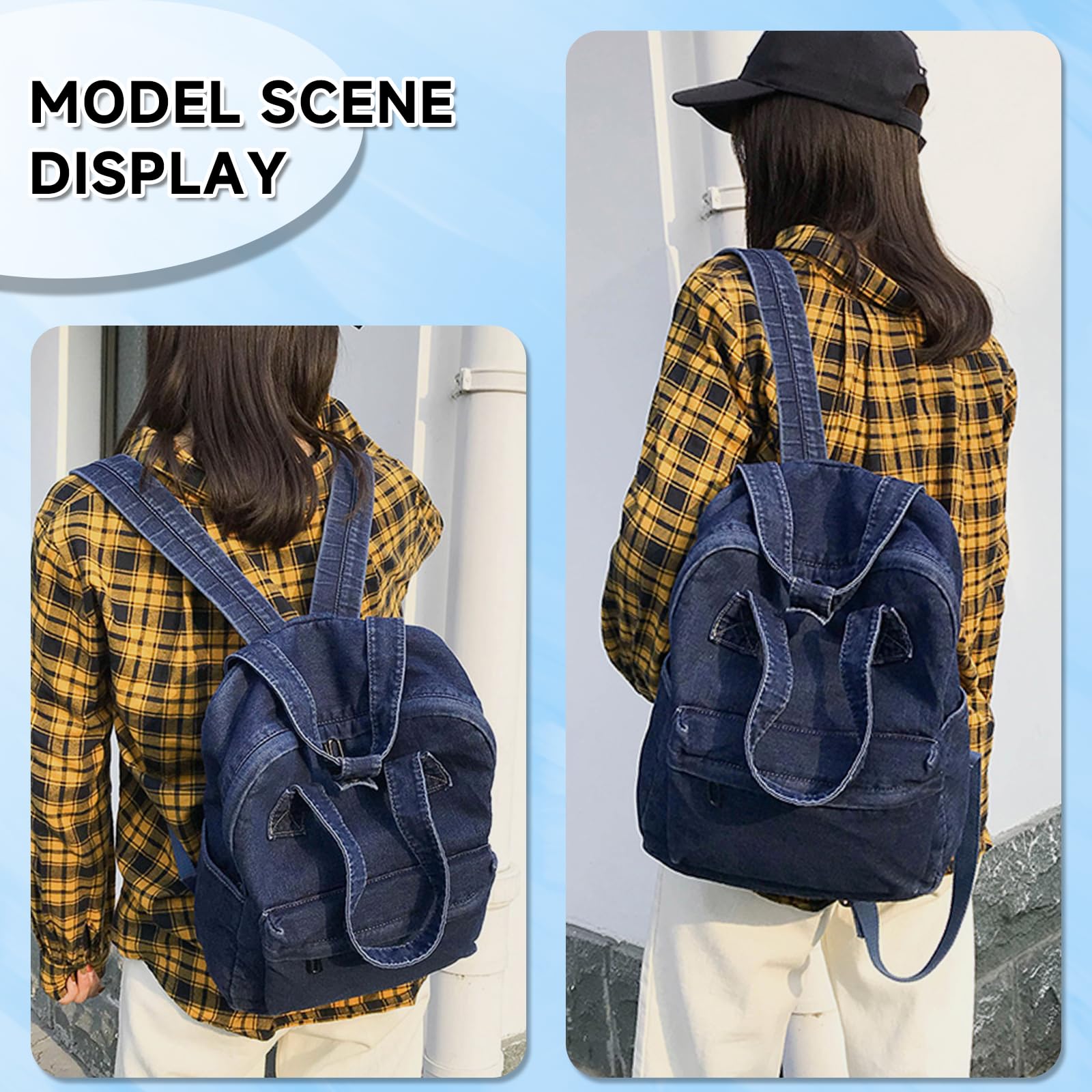 Zaino da donna in denim, zaino da città, zaini, zaini per bambini, per scuola, viaggi, lavoro, donna, ragazza, adolescente, unisex
