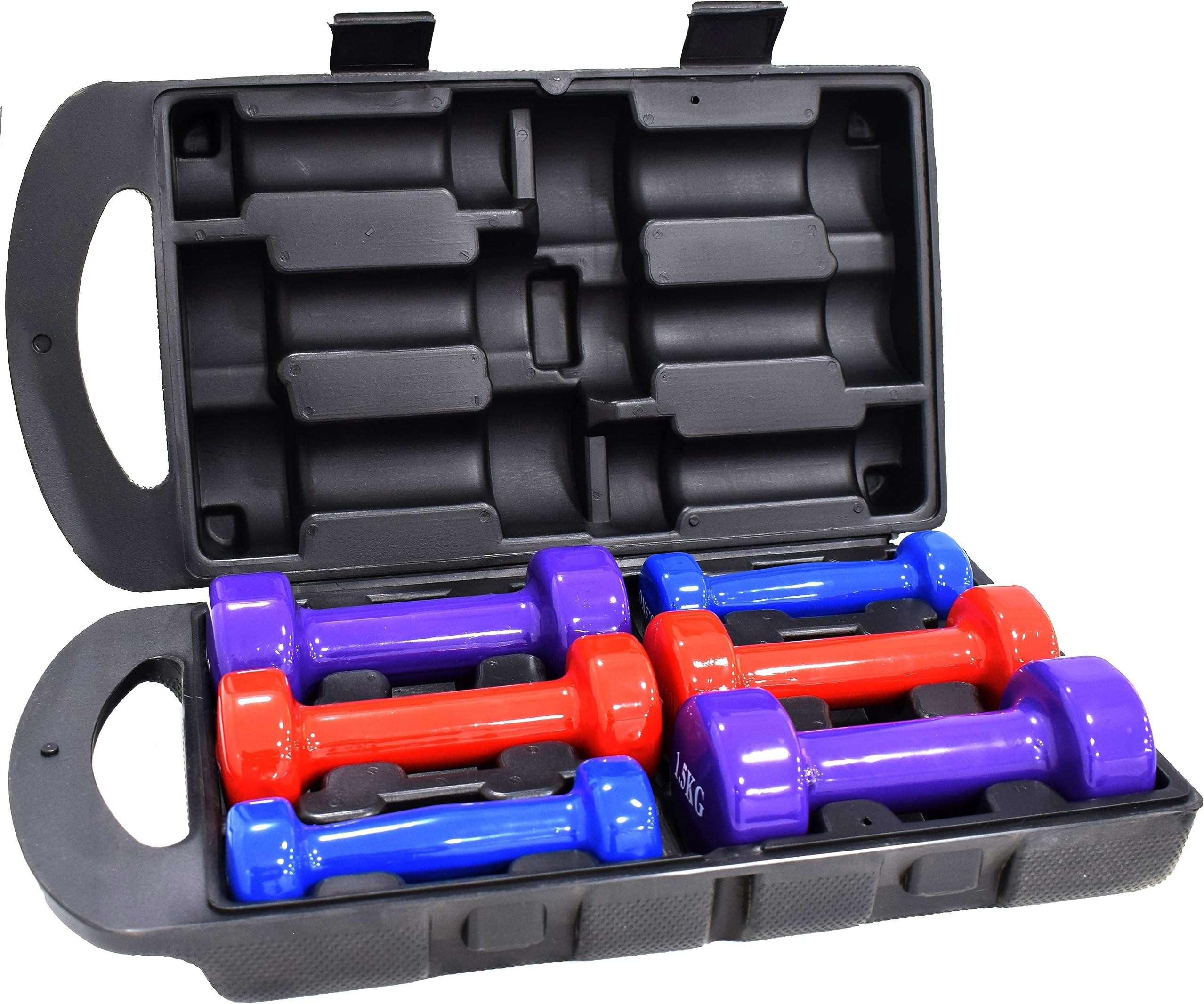 SKY LAND Vinyl Coated Dumbbell Set With Dumbbell Molded Case