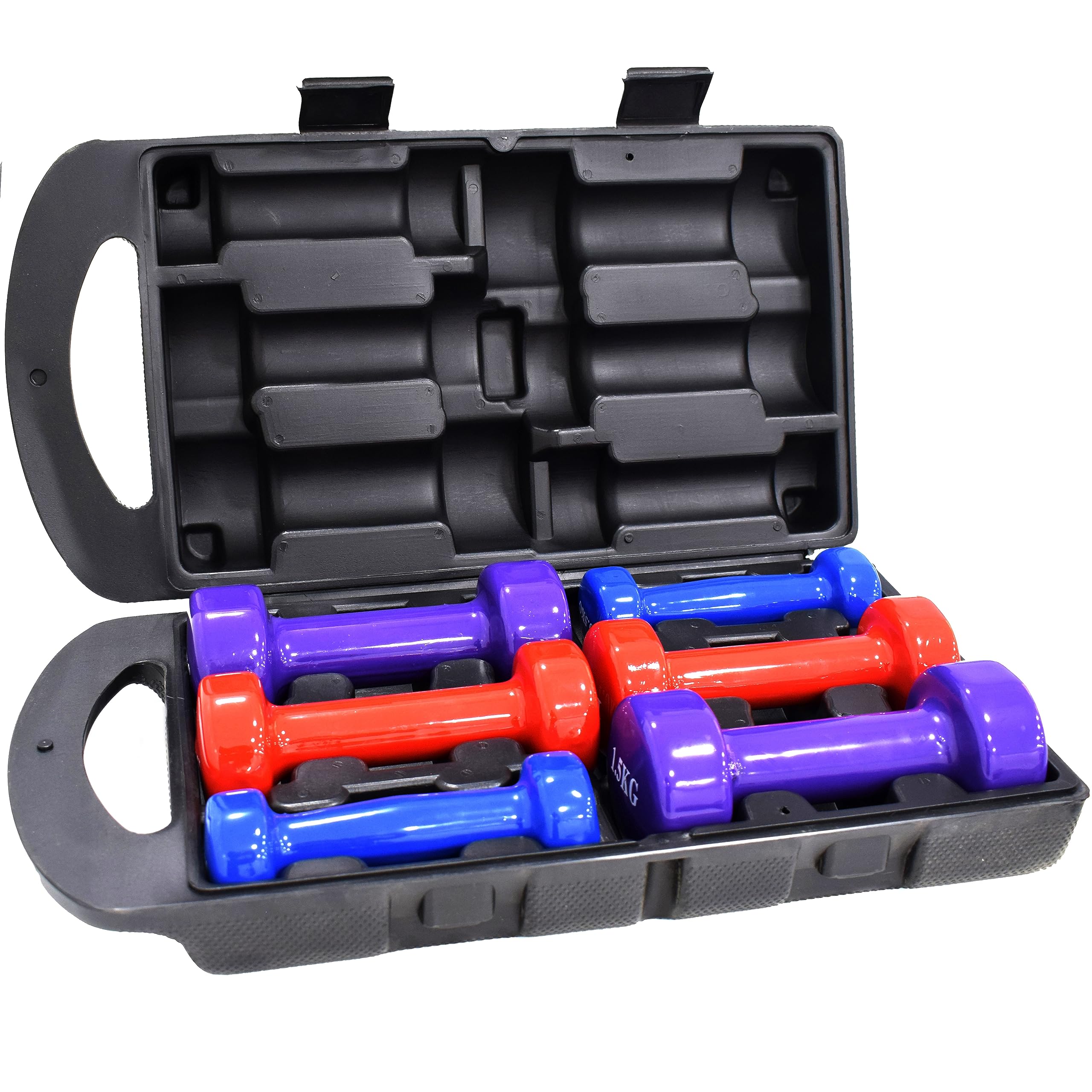 SKY LAND Vinyl Coated Dumbbell Set With Dumbbell Molded Case