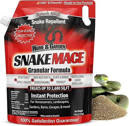 Nature's MACE Snake Mace 7lb Granular Repellent - Plant-Based Outdoor Snake Deterrent, Safe for Pets & Family Nature's MACE Snake Mace 7lb Granular Repellent - Plant-Based Outdoor Snake Deterrent, Safe for Pets & Family