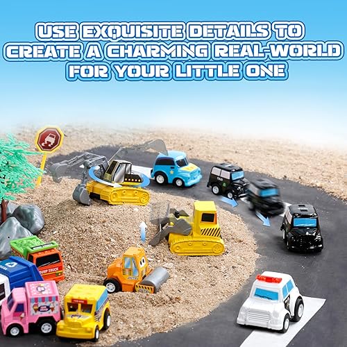 Miniatura 4 de Fajiabao 18 autos de juguete para niños pequeños, mini autos de tracción hacia atrás, camiones, recuerdos de fiesta para niños de 3 a 5 premios