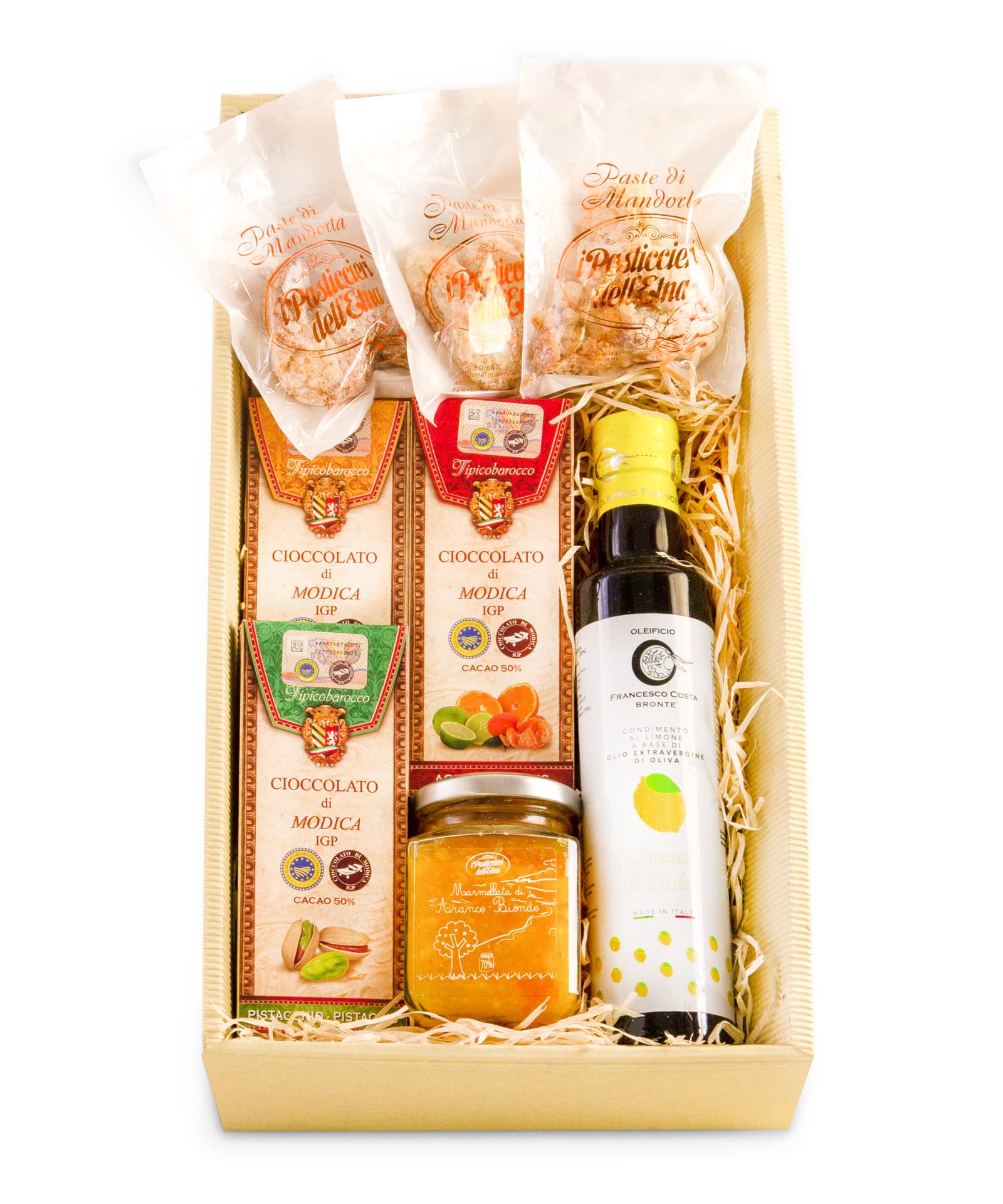 Sommerliche Sizilien Geschenk Set fruchtig süßes mit sizilianischen Süßigkeiten und Zitronen Olivenöl