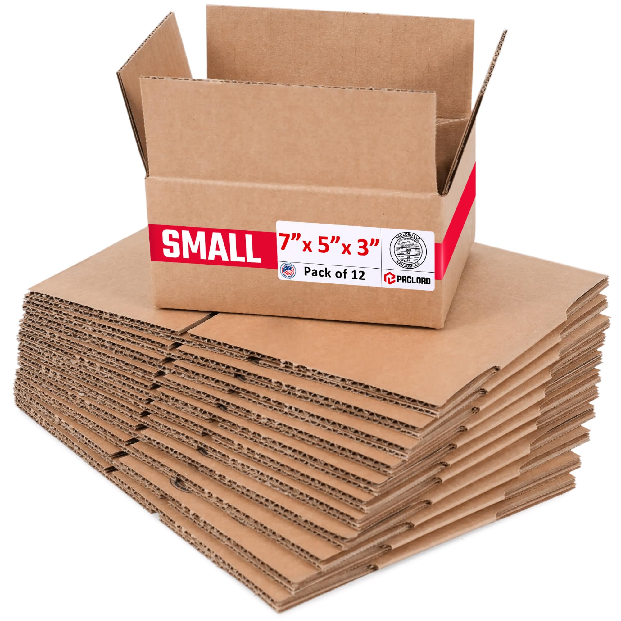 Small Cardboard Boxes 7"L x 5"W x 3"H (Pack of 12) - USA-Made Packing Boxes for Moving, Shipping, or Storage - USPS, UPS, FedEx Approved - Professional Packing Supplies for Moving | USA-Made Packing Boxes for Moving, Shipping, or Storage - USPS, UPS, FedEx Approved - Professional Packing Supplies
