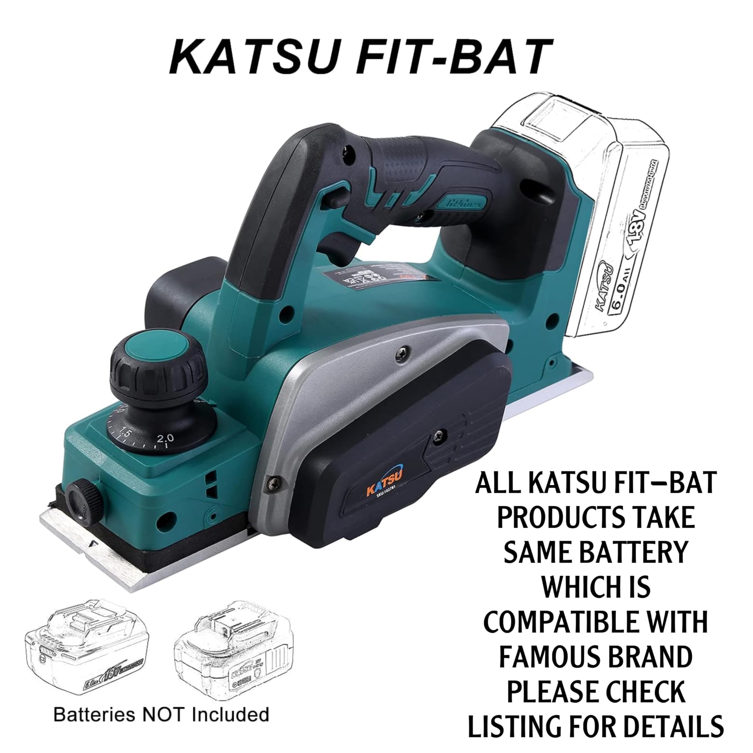 Cepilladora Inalámbrica KATSU FIT-BAT 21V 15000RPM 82mm 2mm