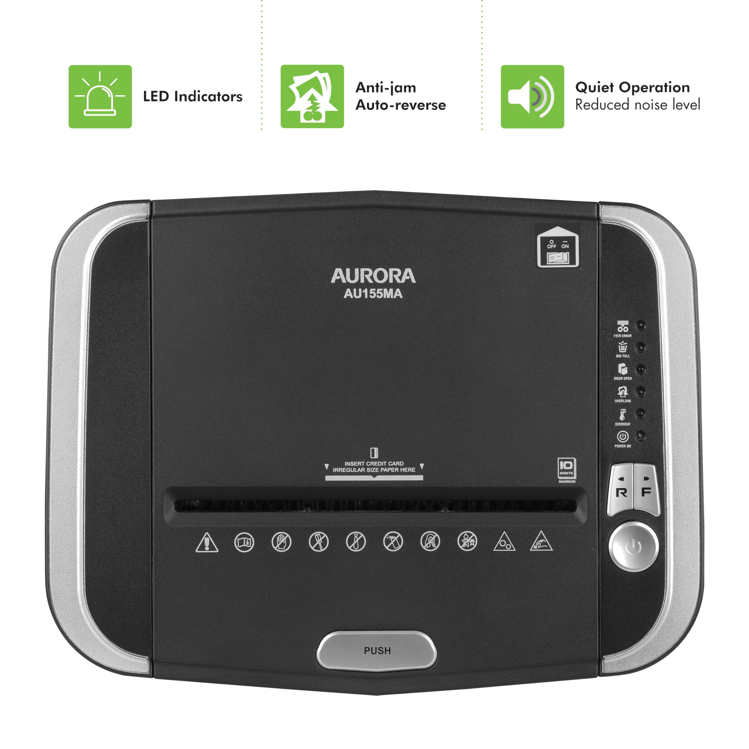 Aurora Trituradora de papel microcortado y tarjetas de crédito de grado profesional de 150 hojas con cesta extraíble de 6.3 galones/60 minutos/nivel de seguridad P-4