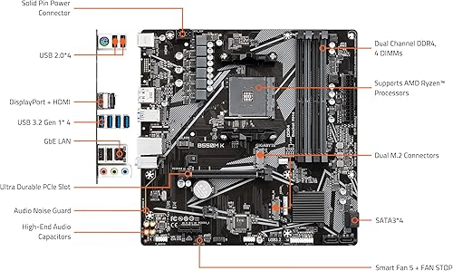 Miniatura 9 de GIGABYTE B550M K - Tarjeta madre compatible con AM4AMDB550Micro-ATXDual M.2SATA 6GbsUSB 3.2 Gen 1Realtek GbE LANPCIe 4.0