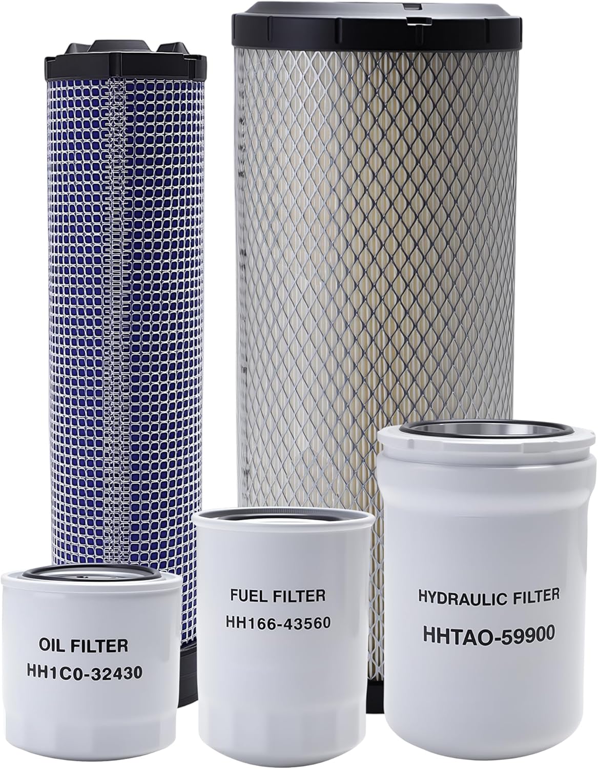 Maintenance Filter Kit fit for Kubota SVL75 SVL75-2 HST Loaders (SN 26157 & Below),Not fit for machine series above 35178 OE#HH1C0-32430, HHTA0-59900, HH166-43560, 59800-26110, 3A111-19130