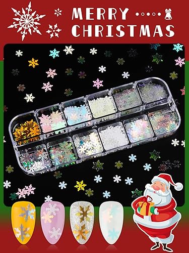 Miniatura 2 de EBANKU Brillantina de uñas de Navidad de 36 rejillas  Lentejuelas holográficas 3D de invierno, copo de nieve, estrella de árbol, purpurina láser