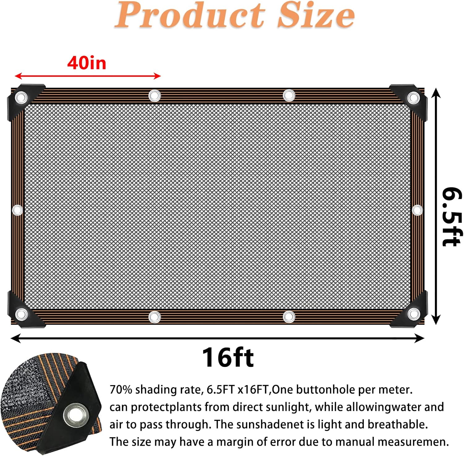Shade Cloth - for Plants Greenhouse, 70% Sunblock Shade Sails -for Outdoor Garden Pergola Patio Lawn Sun Shade Cloths for Kennel Chicken Coop Easier to Hang Plant Shade Net Cover
