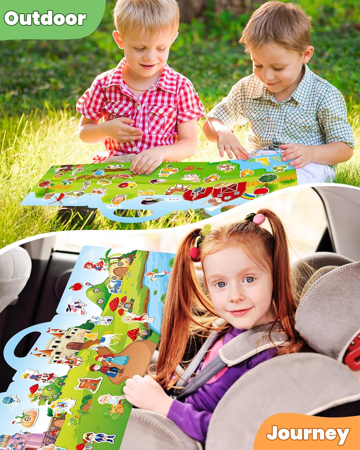 Reusable Sticker Book for Toddlers, Stickers for Kids, Toddler Sticker Book, Toddler Craft Activities, Toddler Travel Toys Ages 3 and Up Boy Girl Birthday Gifts - Image 2