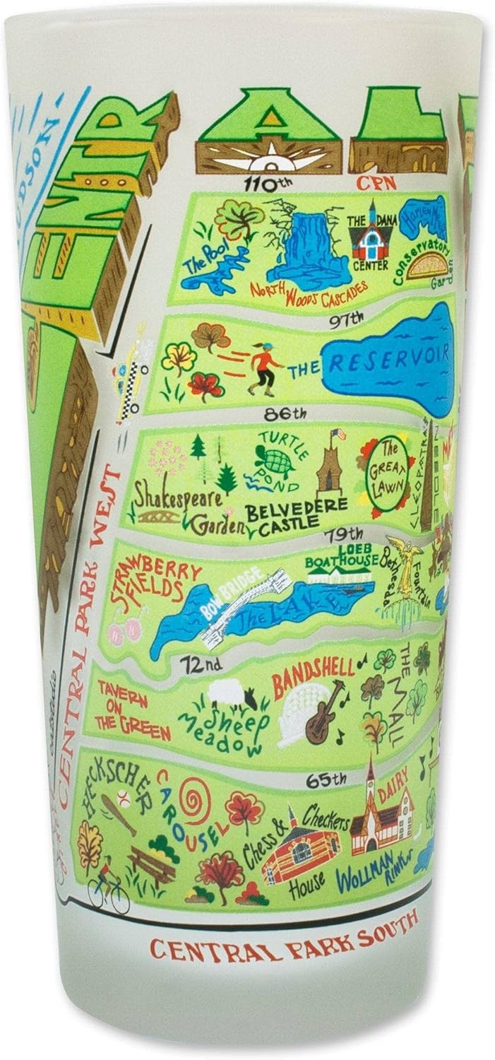 Catstudio Drinking Glass, Central Park Frosted Glass Cup for Kitchen, Drinking Glasses, 15oz Dishwasher Safe Tumbler, Wedding Gifts