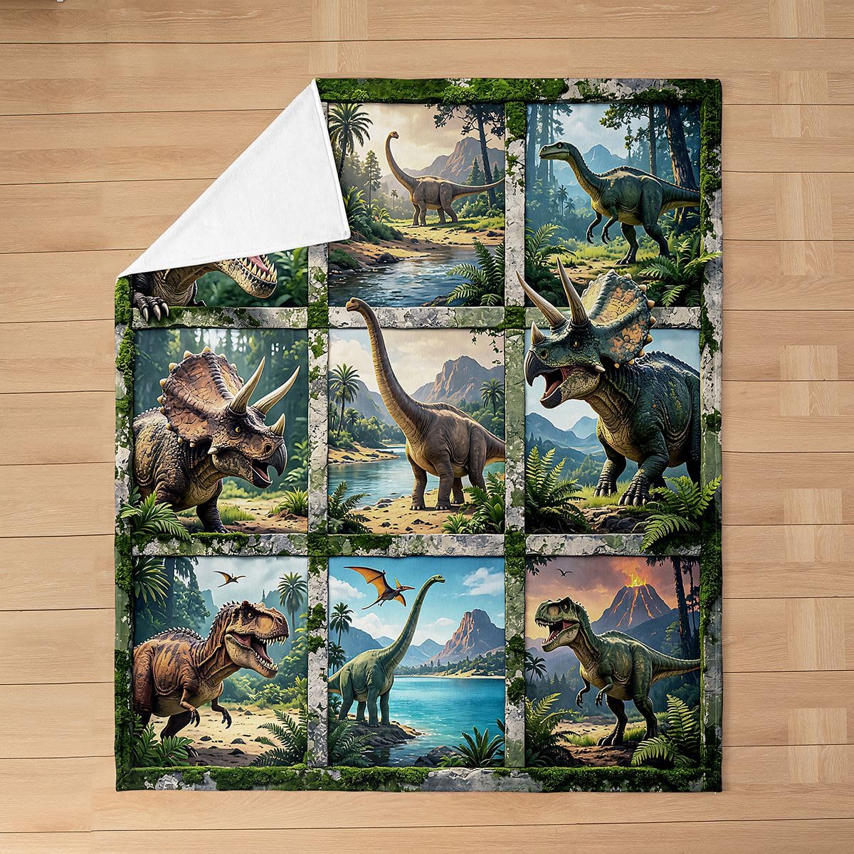 Loussiesd Pluszowy koc z dinozaurem Queen 228 x 228 cm