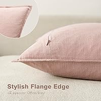 Vista 129 de Foindtower Paquete de 2 fundas de almohada decorativas de lino y liso, funda de cojín decorativa suave, estilo bohemio campestre para silla, sofá