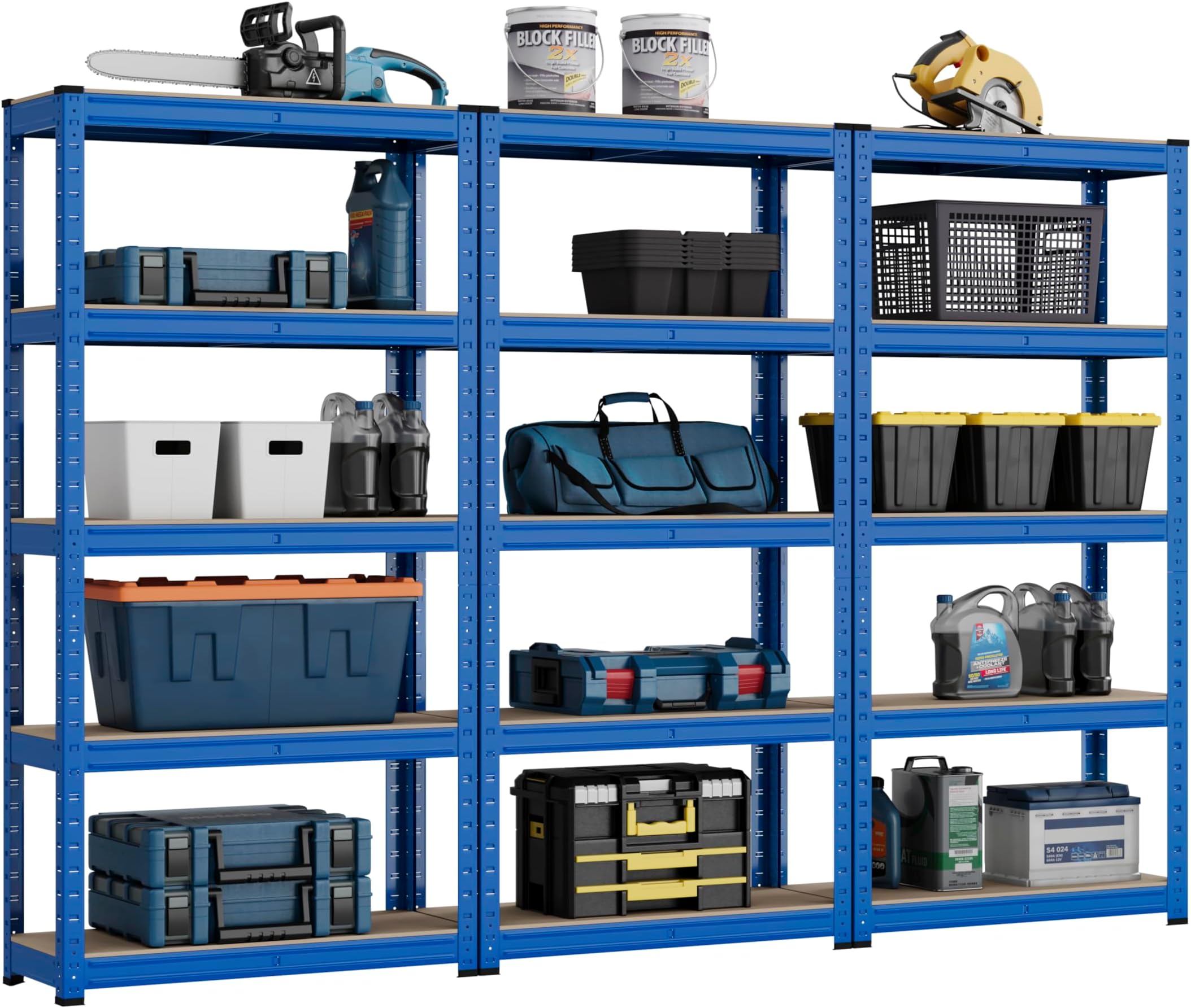 Racking Solutions Heavy Duty Garage Racking 3 Bay MEGA DEAL 175KG Per Shelf (1500mm H x 750mm W x 300mm D)