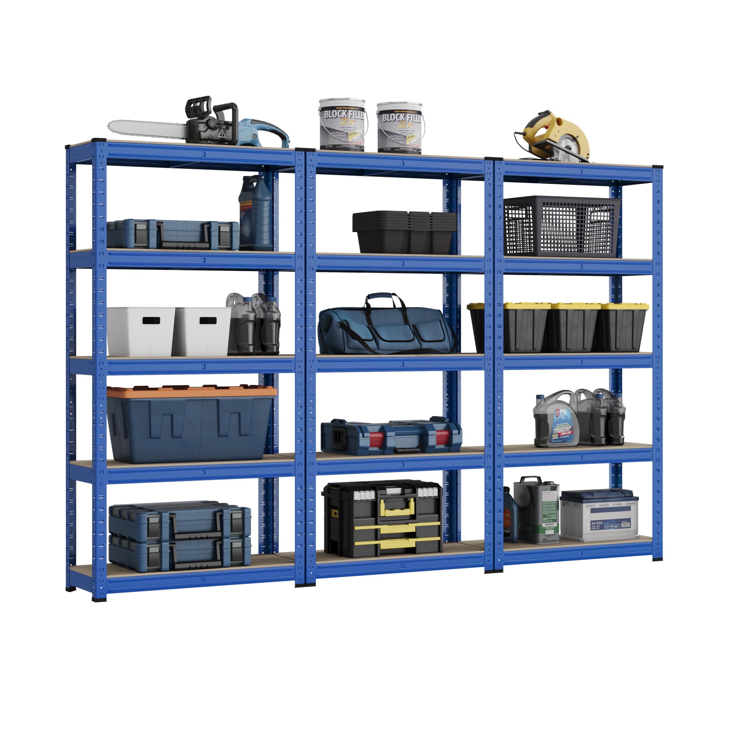 Racking Solutions Heavy Duty Garage Racking 3 Bay MEGA DEAL 175KG Per Shelf (1500mm H x 750mm W x 300mm D)