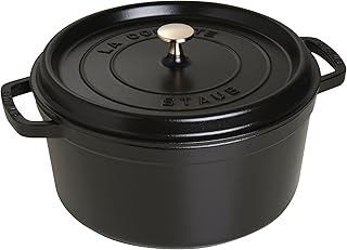 STAUB Cast Iron Dutch Oven 7-qt Round Cocotte, Serves 7- 8, Made in Fran...