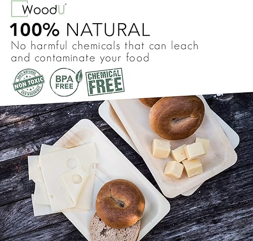 Miniatura 2 de Platos de fiesta compostables ecológicos  Juego de 50 platos de postre de madera desechables (7.5 x 5.5 pulgadas) para eventos y reuniones