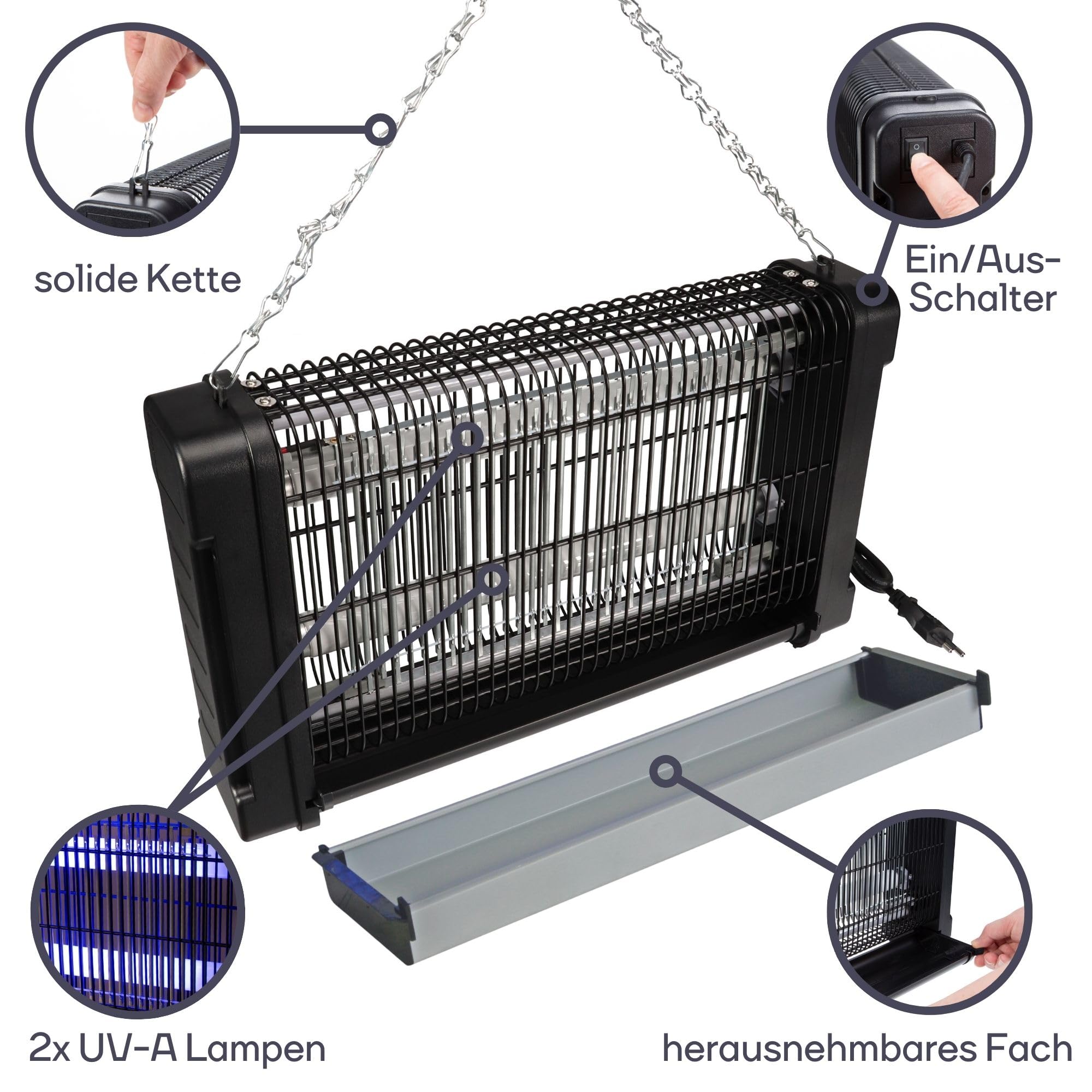 Perel GIK08ON 85437090 UV-Insektenfänger 20W (B x H x T) 437 x 265 x 100mm 1St.