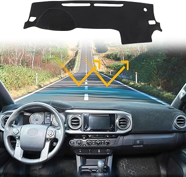 Car Dashmat Dash Mat Cover Compatible with Toyota Tacoma 2016-2023 Polyester Carpet Car Dashboard Cover Sun Shade Pad Anti-Slip Dash Board AccessoriesLeft Hand Drive Black