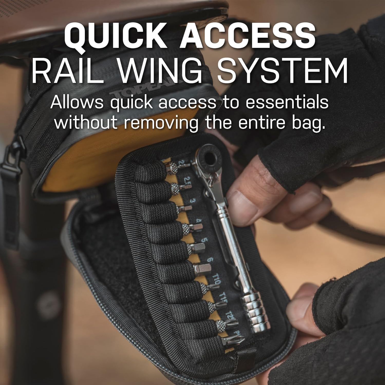 Topeak Elementa GearBag or GearBag EX – Compact Under-Seat Bike Bag with Ratchet Tool Set, 0.3L Storage