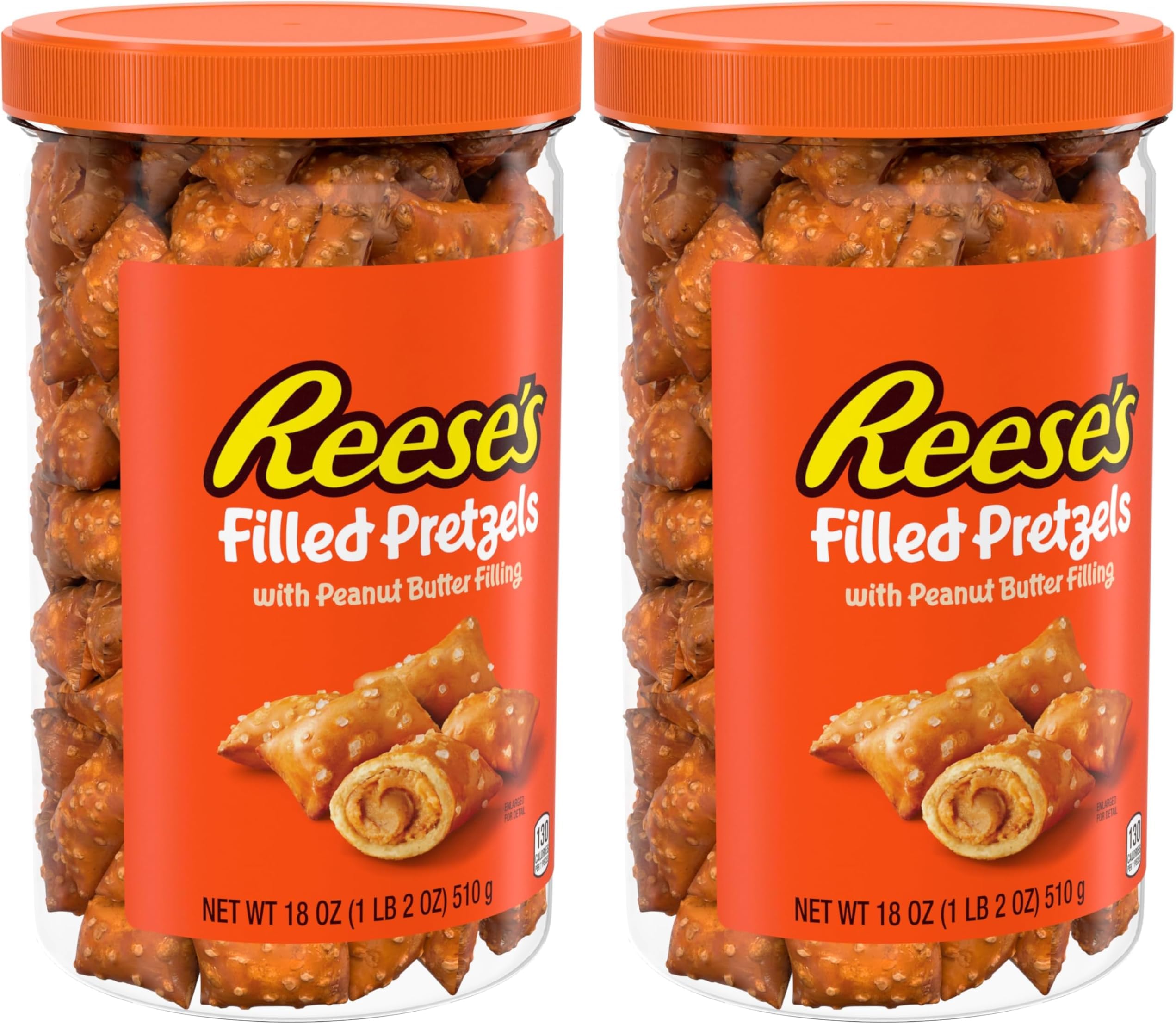 Filled Pretzels,Peanut Butter Pretzel Nuggets,Crunchy,Ready to Eat,Sweet and Salty Snack,18oz Jar,(Pack of 2)