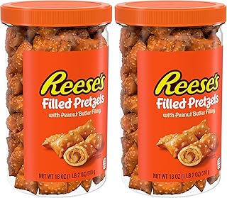 Filled Pretzels, Peanut Butter Pretzel Nuggets, Crunchy, Ready to Eat, Sweet and Salty Snack, 18oz Jar (Pack of 2)