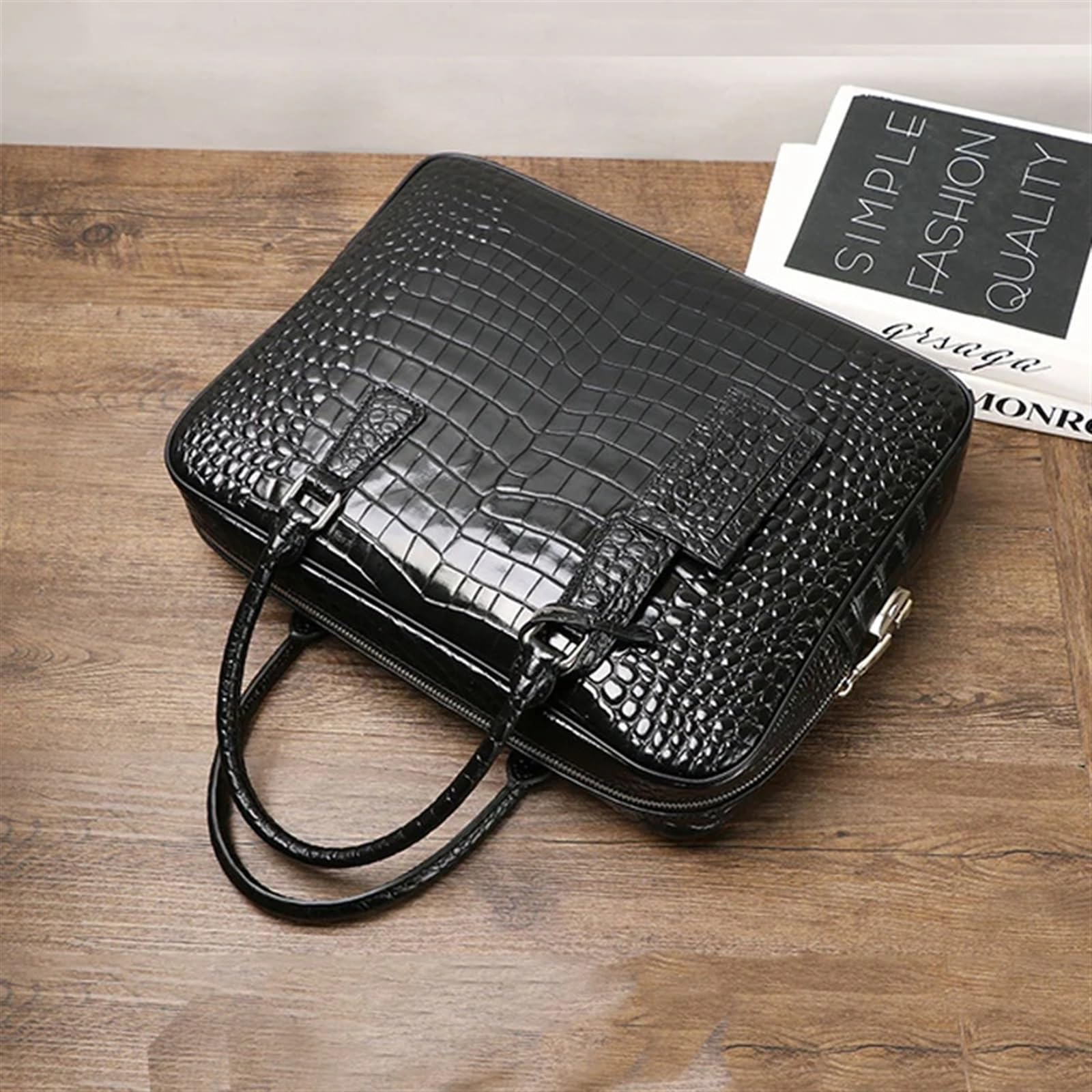 Cartella da Uomo Borsa da Uomo in Pelle, Borsetta, Valigetta da Uomo Borsa da Ufficio da Uomo Valigetta for Laptop da Uomo(Black)