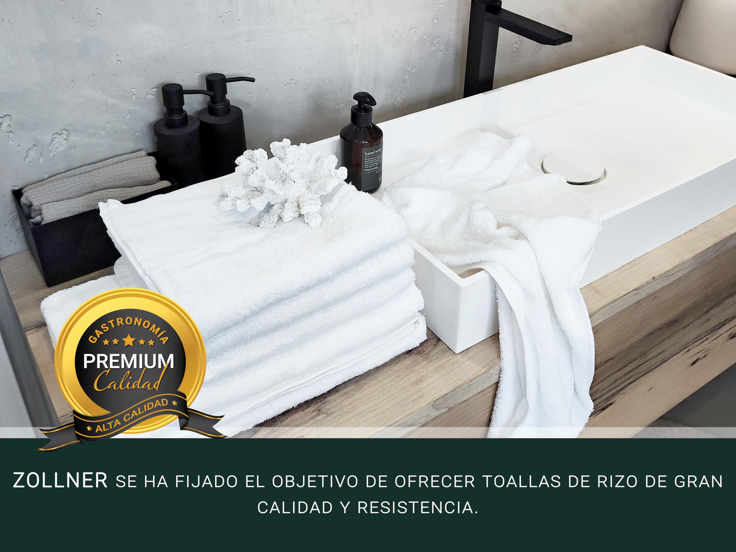 ZOLLNER Juego de Toallas de baño 6 Piezas, Blanco, 100% algodón, 400g