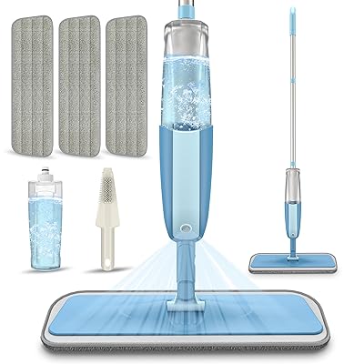 Spray Wet Mops for Hardwood Floor Cleaning: MEXERRIS Floor Mop with 3 Washable Pads for Swiffer Powermop - Refillable Dust Dry Mop Home Commercial Mops for Wood Laminate Ceramic Tiles Vinyl