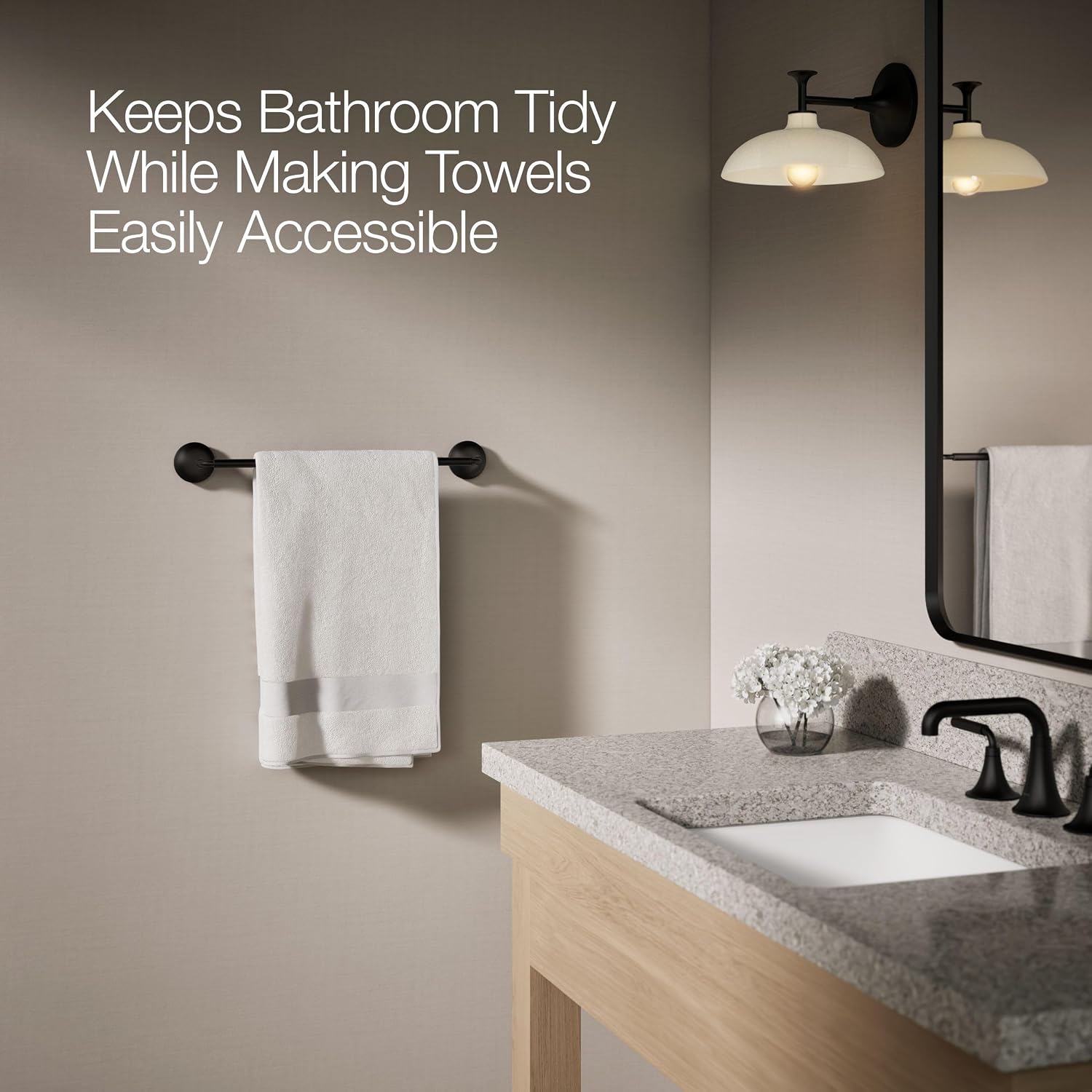 Kohler 27425-BL Tone™ 18" Towel bar, Matte Black