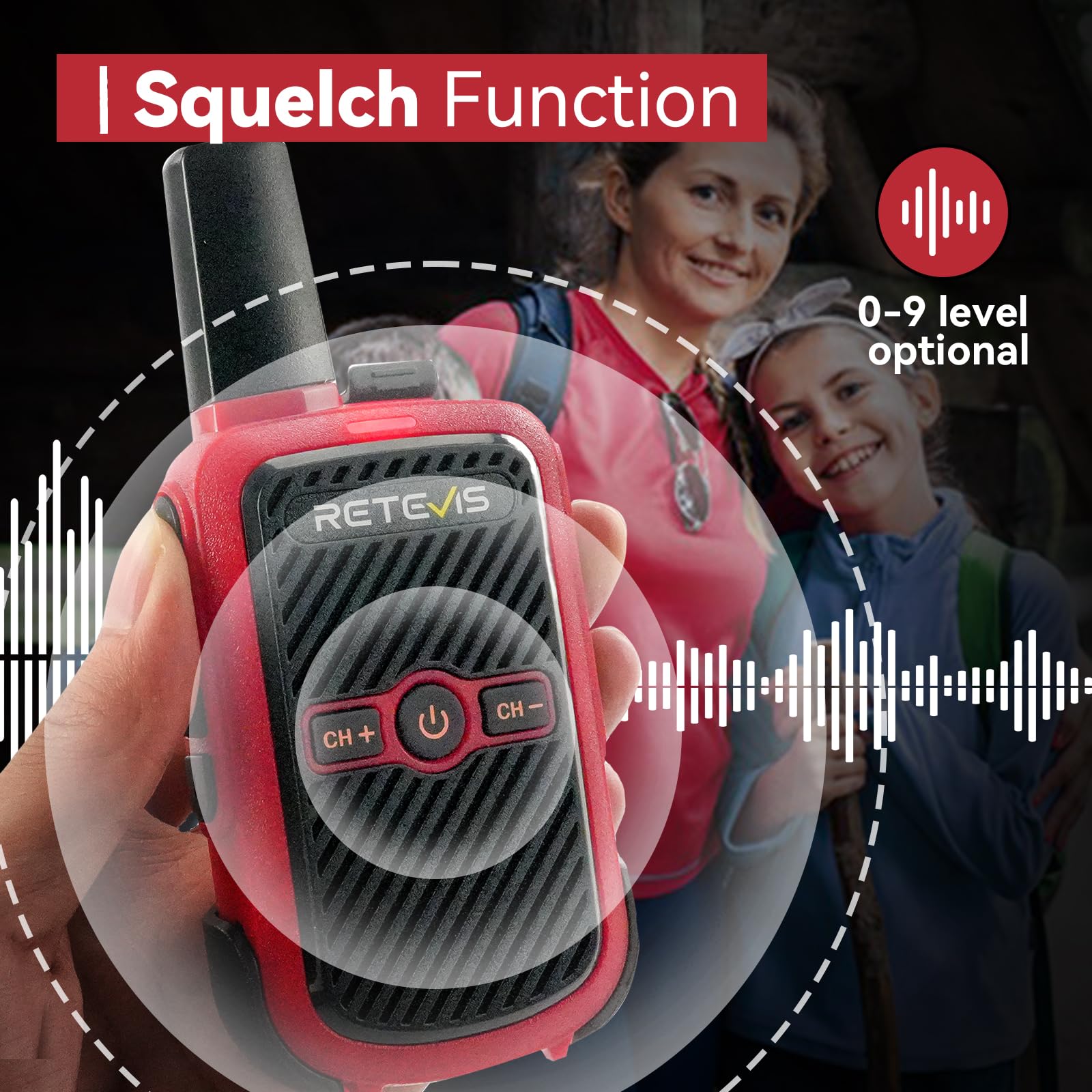 Retevis RT15 Walkie Talkie, ​​Profesjonalne Walkie Talkie, 1000 Mah, Vox, Po Wyjęciu Z Pudełka, Krótkofalówka Dalekiego Zasięgu Do Podróży Rodzinnych, Kempingów, Na Zewnątrz (Czerwony, 1 Para)