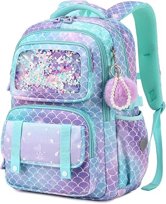 School Backpack, Kids Backpack for Girls with Anti-Theft Back Pocket, Lightweight Girls Backpack for Travel Camp