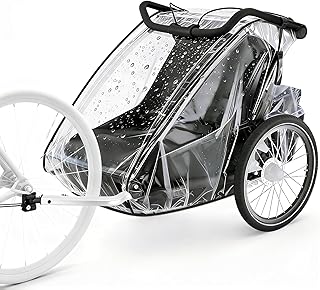 Wildkids transparenter Regenschutz für Kinder-Fahrradanhänger (Einzelsitz), Schutzhülle aus Eva-Material mit Windabweiser, universell passend für Thule, Kesser, Hauck und weitere gängige Marken