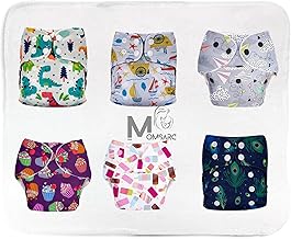 Reusable Cotton Cloth Diapers For Babies + 6 Insert Pads | Adjustable Nappies for new born babies | Leak Proof Washable Langot for 0-3 Years | (Pack of 6)