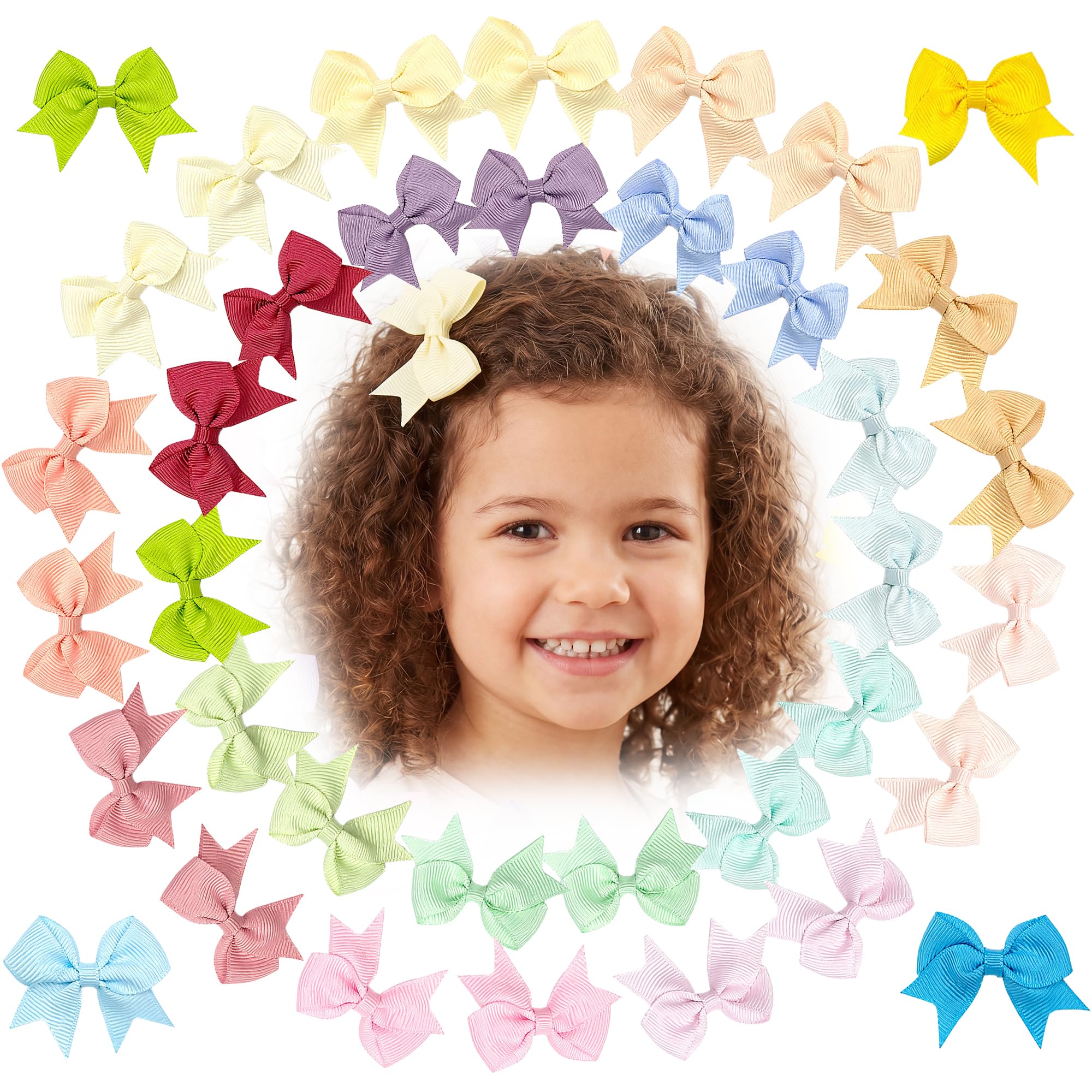 40PCS 2inch Toddler Hair Clips Baby Girls Bow Clips 20 Colors Set